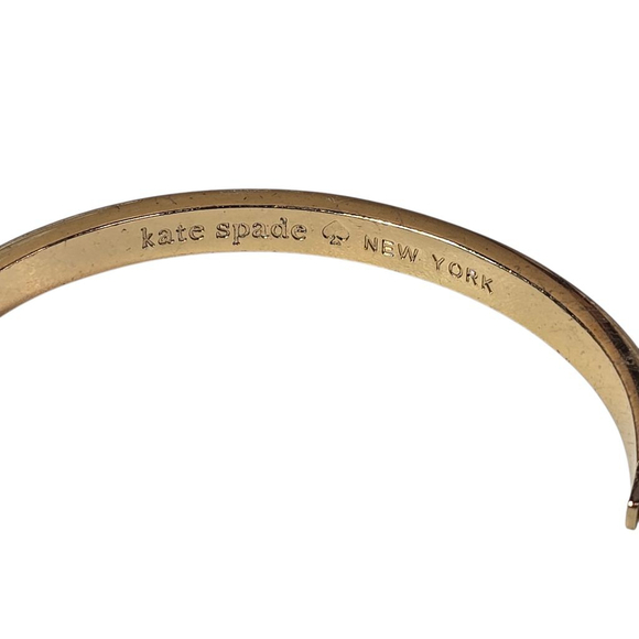 Kate Spade New York Bracelet Goldtone Hot Pink Crystal Enamel Hinge Bangle EUC - Picture 5 of 7